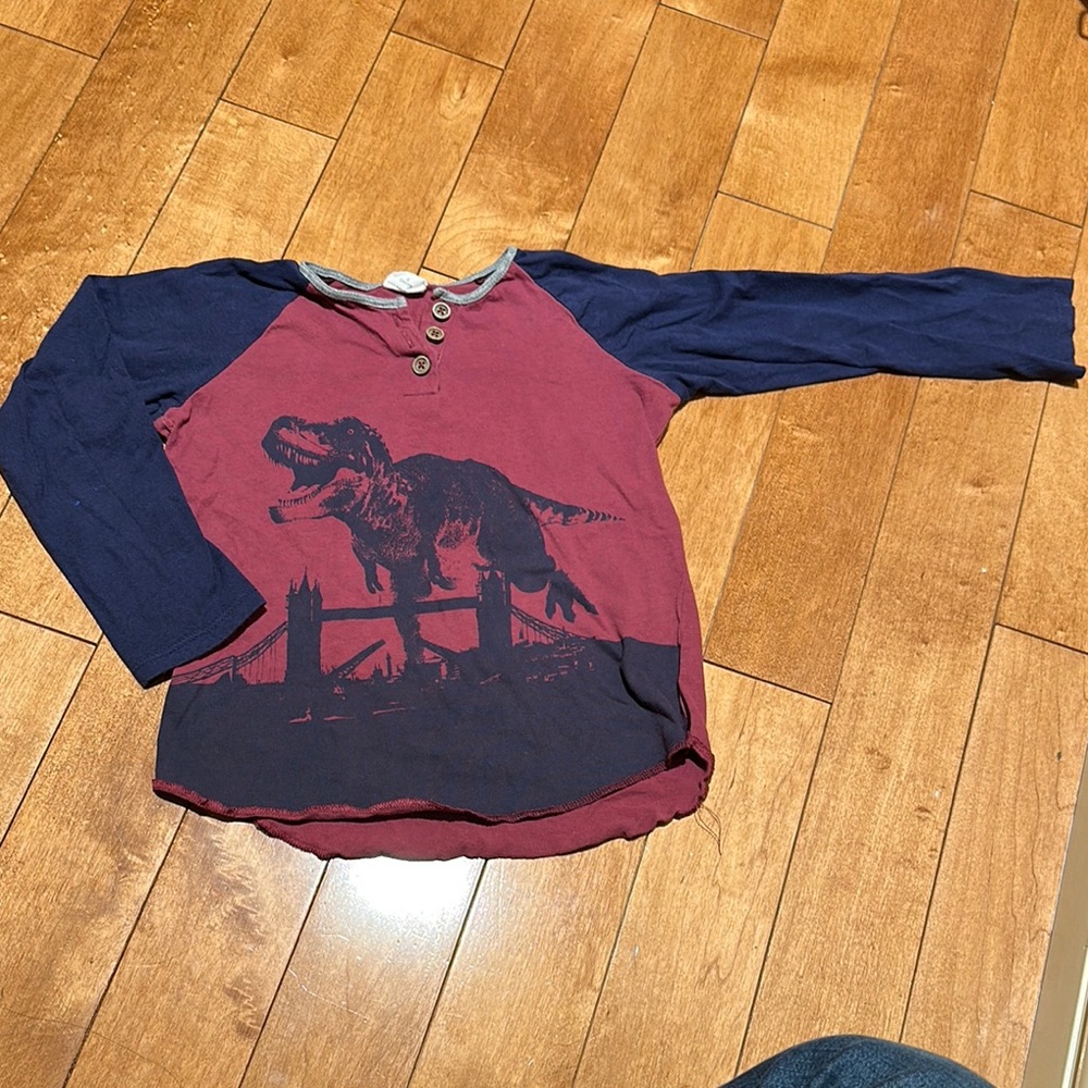 EGG branch Dinosaur Graphic Kids Shirt - Red and Blue 100% cotton, 4T